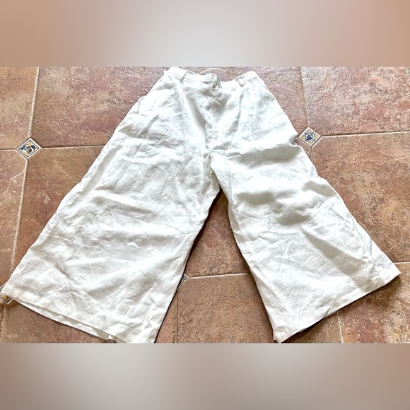 Ralph Lauren White Wide Leg Linen Pants - Picture 6 of 8